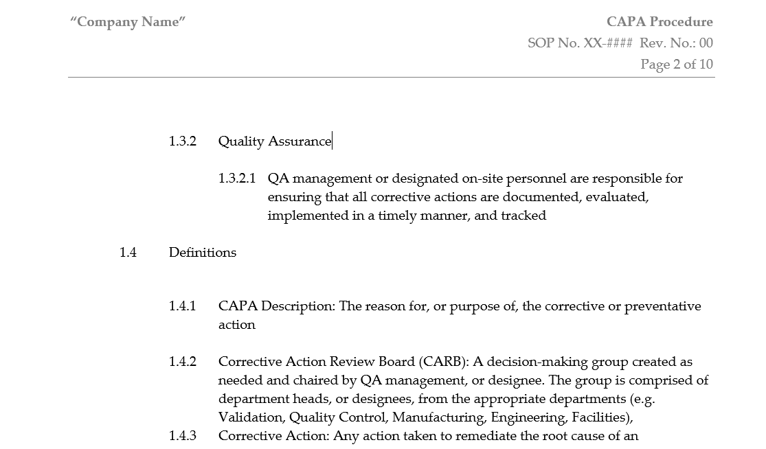 Corrective and Preventive Action SOP (CAPA) – GMPWebSource
